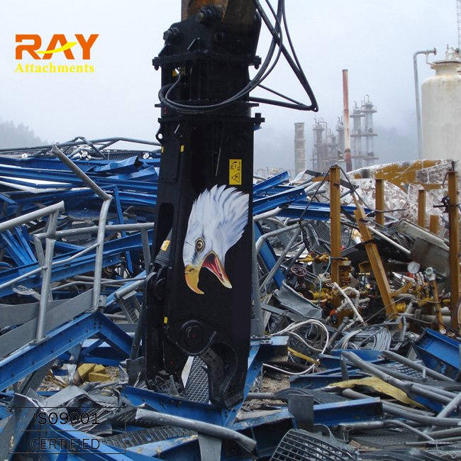Hydraulic rotary steel shear machine for excavators