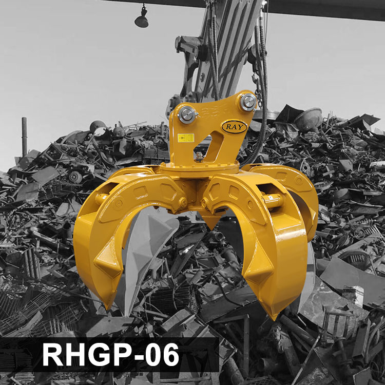 RHGP-06 Excavator Steel Scrap Grab Hydraulic Scrap Grab Orange Peel Grapple for Sale