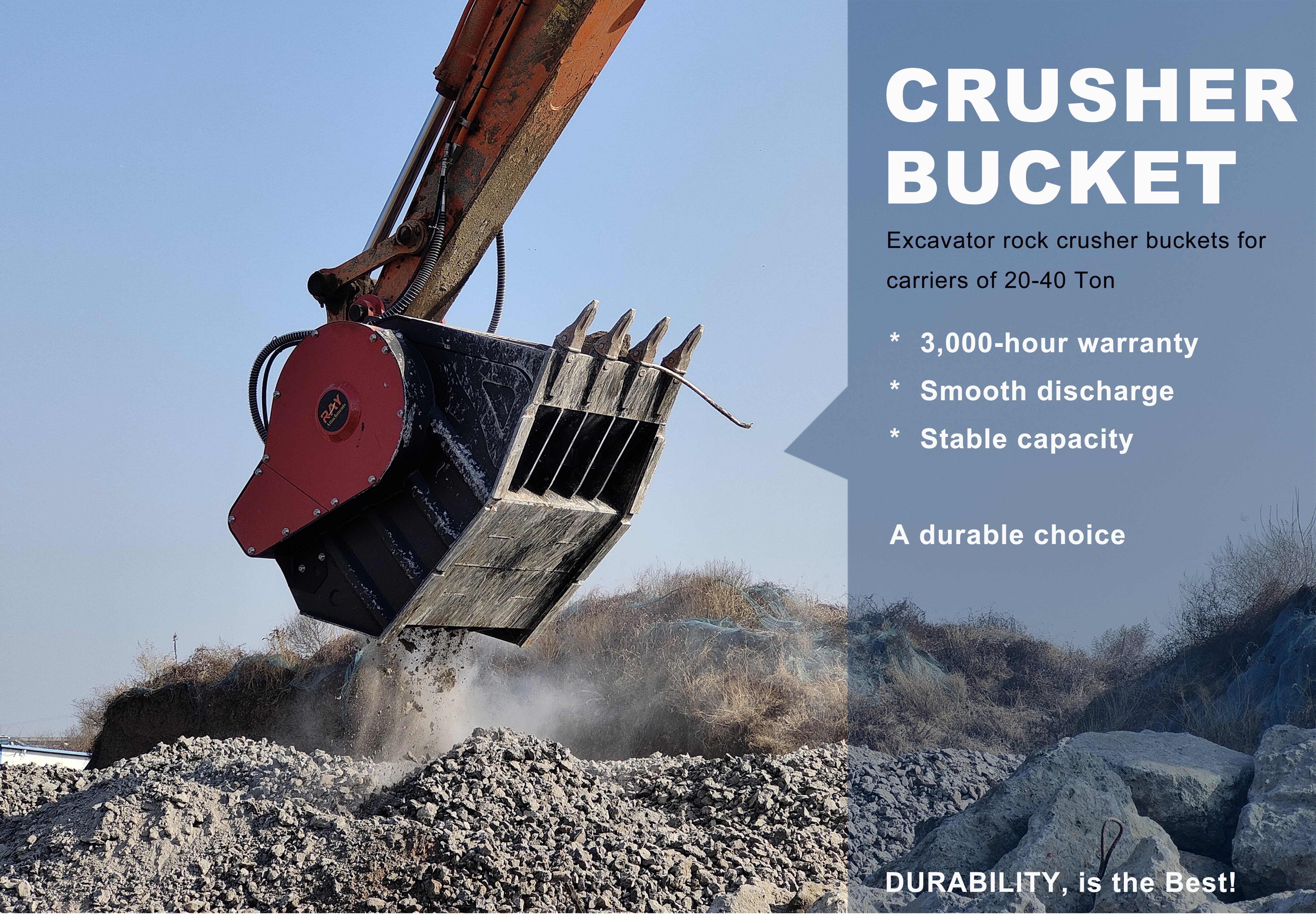 RAY excavator crusher bucket